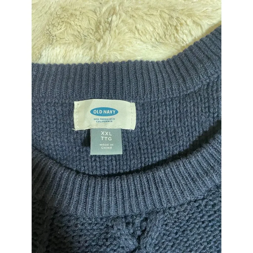 Old Navy blue cable knit classic minimalist sweater size XXL